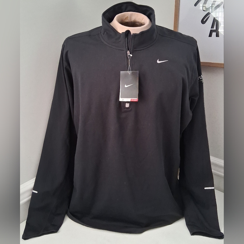 Nike Running Black Dri-Fit Long Sleeve W/ Business Logo On Arm Sz XXL NWT